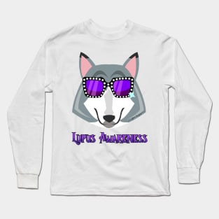 Lupus Wolf sporting fun purple sun glasses Long Sleeve T-Shirt